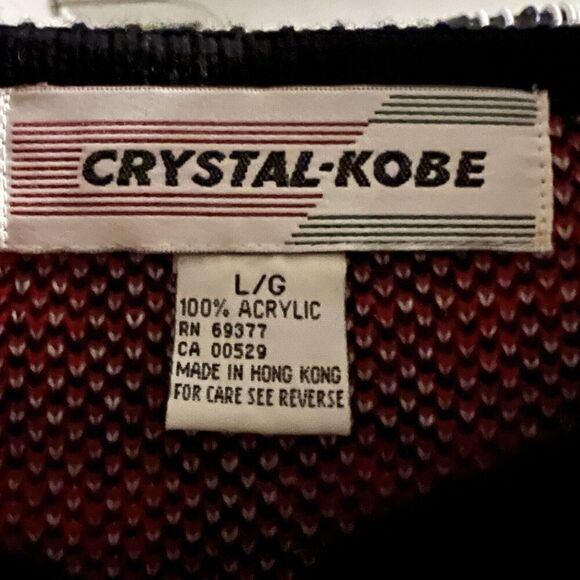 🎉Clearance🎉Vintage Crystal Kobe Red & Black Checked Winter Jacket Large - Picture 8 of 9